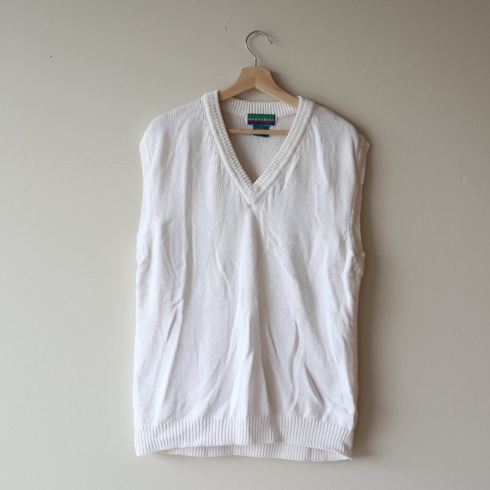 White Grandpa Sweater Vest